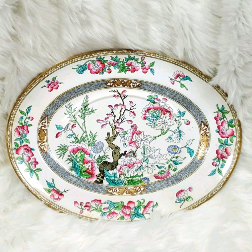 Antique Indian Tree Large Oval platter Minton